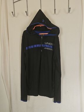 Under Armour Black Hoodie with Blue Accents and Logo
